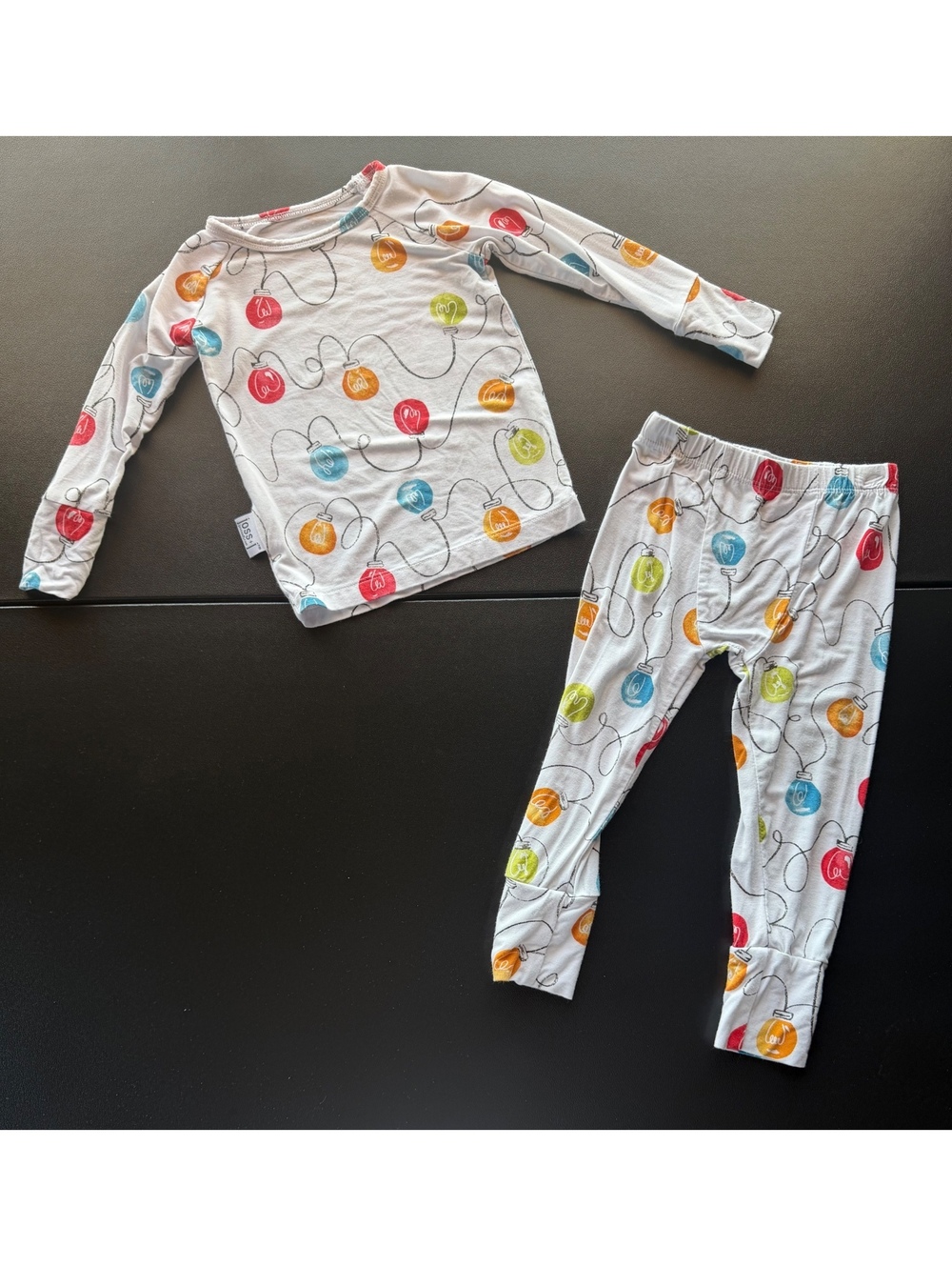 Joss + J Baby Bamboo Pajama Set 6-12M Light Bulb Print 2 Piece Sleepwear